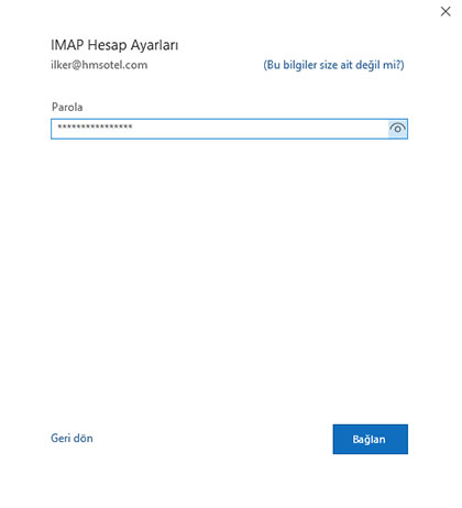 Yandex mail Outlook kurulumu: IMAP hesap ayarlarında uygulama şifresi